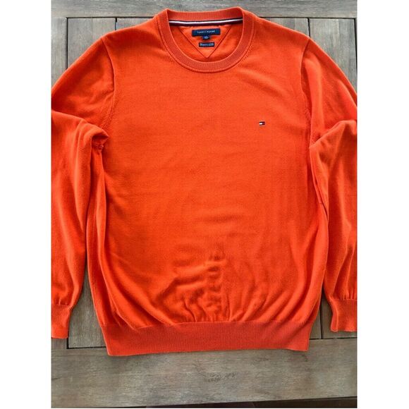 Men's Tommy Hilfiger Orange Cotton‎ Sweater Size Large excellent condition - Picture 1 of 7